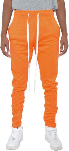 Weiv Solid Single Stripe Track Pant Jogger Athletic Pants with Ankle Zipper in Kuwait