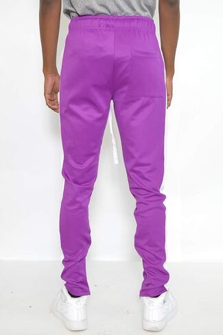 Weiv Solid Single Stripe Track Pant Jogger Athletic Pants with Ankle Zipper in Kuwait