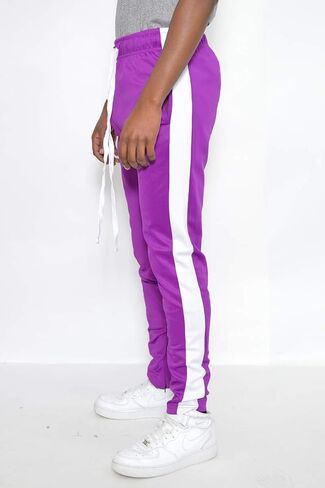 Weiv Solid Single Stripe Track Pant Jogger Athletic Pants with Ankle Zipper in Kuwait