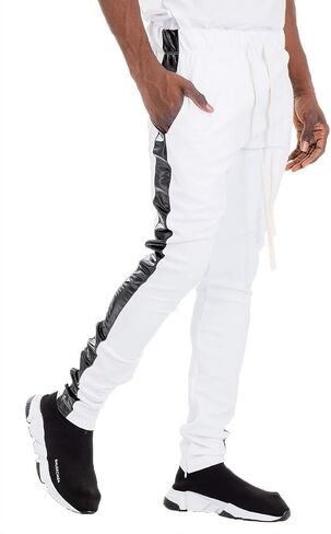 Weiv Solid Single Stripe Track Pant Jogger Athletic Pants with Ankle Zipper in Kuwait