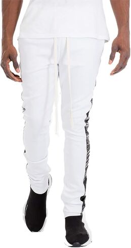 Weiv Solid Single Stripe Track Pant Jogger Athletic Pants with Ankle Zipper in Kuwait