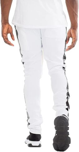 Weiv Solid Single Stripe Track Pant Jogger Athletic Pants with Ankle Zipper in Kuwait