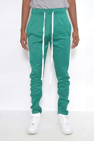 Weiv Solid Single Stripe Track Pant Jogger Athletic Pants with Ankle Zipper in Kuwait