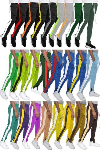 Weiv Solid Single Stripe Track Pant Jogger Athletic Pants مع Zipper في الكاحل in Kuwait