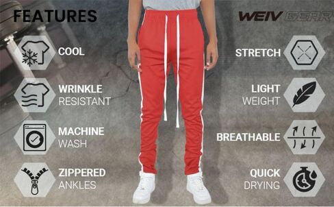 Weiv Solid Single Stripe Track Pant Jogger Athletic Pants مع Zipper في الكاحل in Kuwait