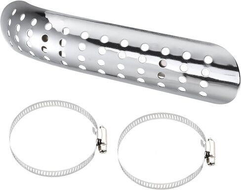 Motoforti 1Set Universal Motorcycle Exhaust Heat Shield Pipe Shield Exhaust Guard Muffler Protector for Harley Curvedwith Holes Silver Tone in Kuwait