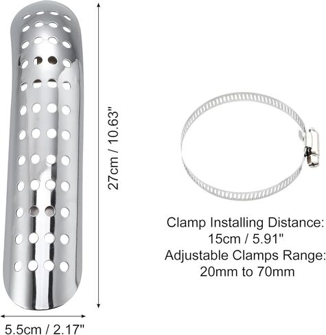 Motoforti 1Set Universal Motorcycle Exhaust Heat Shield Pipe Shield Exhaust Guard Muffler Protector for Harley Curvedwith Holes Silver Tone in Kuwait