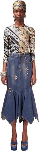 AREA Crystal Button Studded Handkerchief Skirt in Saudi Arabia