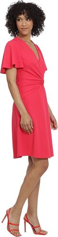 Maggy London Women's V-Neck Twist Waist Detail Crepe Dress, Black in Saudi Arabia