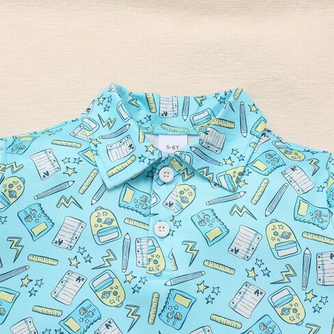 عودة الأولاد الصغار Idopip إلى ملابس المدرسة قميص Apple Clrayon Print Sert + شورت أول يوم من ملابس رياض الأطفال in Saudi Arabia