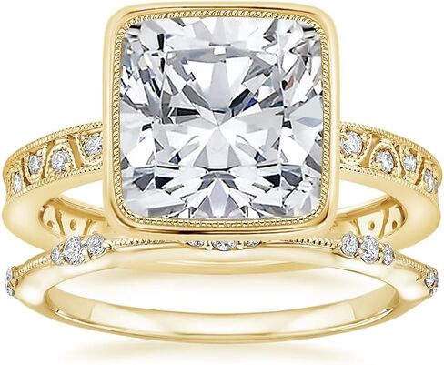 مجموعة خاتم الزفاف الماس Moissanite ، 3 خاتم خطوبة وسادة ، فرقة زفاف ، حلقات الوعد/الذكرى السنوية in Saudi Arabia