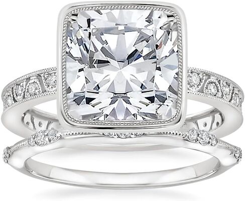 مجموعة خاتم الزفاف الماس Moissanite ، 3 خاتم خطوبة وسادة ، فرقة زفاف ، حلقات الوعد/الذكرى السنوية in Saudi Arabia