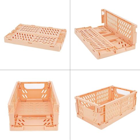 Drawer Organizers, Plastic Foldable Baskets, Collapsible Stacking Storage Bins, Plastic Crates for Storage, and Organizing with Crate Bin, Office (2 Packs Purple + Green) in Saudi Arabia