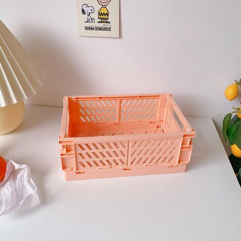 Drawer Organizers, Plastic Foldable Baskets, Collapsible Stacking Storage Bins, Plastic Crates for Storage, and Organizing with Crate Bin, Office (2 Packs Purple + Green) in Saudi Arabia