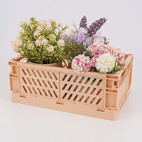 Drawer Organizers, Plastic Foldable Baskets, Collapsible Stacking Storage Bins, Plastic Crates for Storage, and Organizing with Crate Bin, Office (2 Packs Purple + Green) in Saudi Arabia