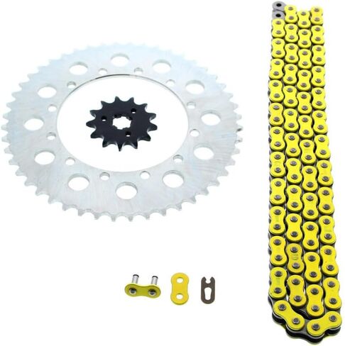 Motorcycle & Scooter Drive Parts لعام 1996-1999 لـ Kawasaki KX125 سلسلة خاتم أصفر غير O و SPROCKET Silver 13/48 112 L MOD-TZ34-S8808 in Kuwait