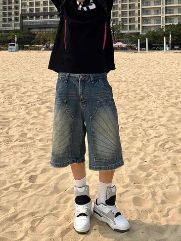 Long Baggy Jean Shorts Jorts Baggy Short Jeans Y2K Jorts Short Jeans with Pockets Trendy Baggy Summer Jorts in Saudi Arabia