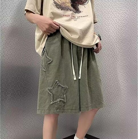 Long Baggy Jean Shorts Jorts Baggy Short Jeans Y2K Jorts Short Jeans with Pockets Trendy Baggy Summer Jorts in Saudi Arabia