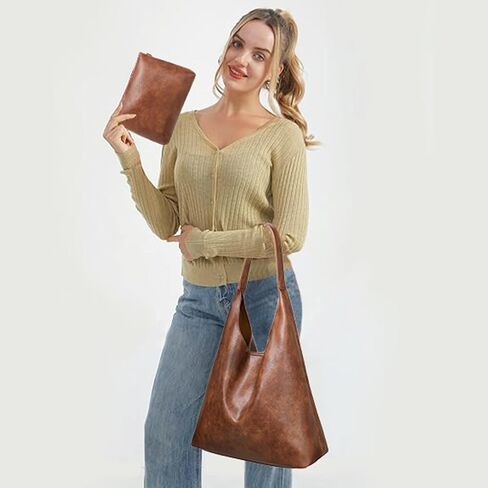 SENDEFN Leather Tote Bag for Women Work Shoulder Bag Large Top Handle Handbags and Ladies Travel Purse with Zipper Pocket in Kuwait