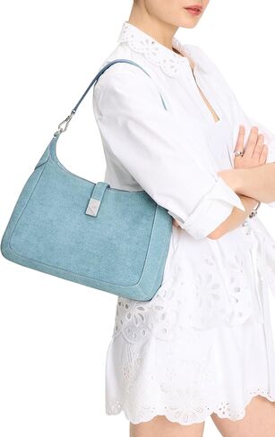 Kate Spade New York Deco Denim Suede Hobo ، Blue Multi in Kuwait