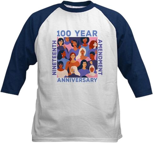 CafePress 19Th Amendment 100Th Anniversary 1 Baseball Jersey Kids Cotton Baseball Jersey, 3/4 Raglan Sleeve Shirt in Saudi Arabia