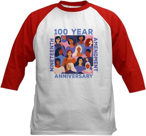 CafePress 19Th Amendment 100Th Anniversary 1 Baseball Jersey Kids Cotton Baseball Jersey, 3/4 Raglan Sleeve Shirt in Saudi Arabia