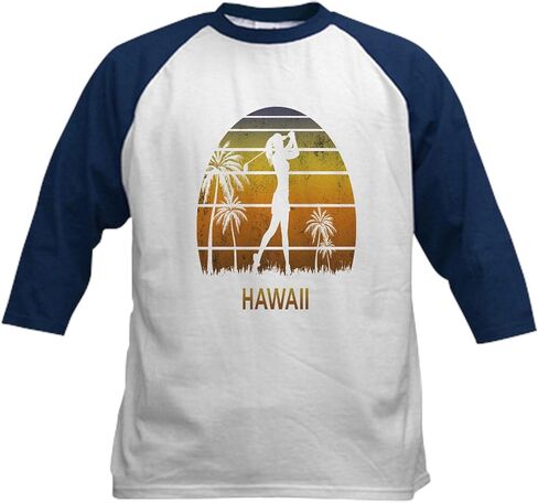CafePress Retro Hawaii Women's Golf Golf Baseball Jersey Kids Cotton Baseball Jersey, 3/4 Raglan Sleeve Shirt in Saudi Arabia