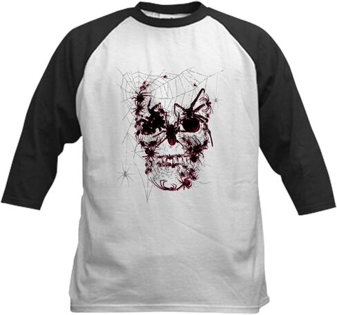 CafePress Cool Abstract Skull Black Spider W Baseball Jersey Kids Cotton Baseball Jersey, 3/4 Raglan Sleeve Shirt in Saudi Arabia