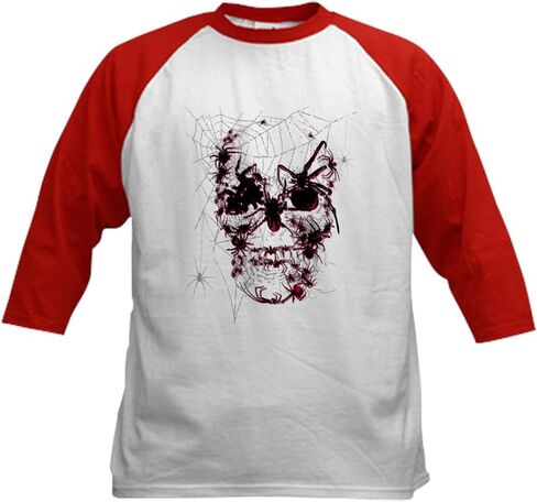 CafePress Cool Abstract Skull Black Spider W Baseball Jersey Kids Cotton Baseball Jersey, 3/4 Raglan Sleeve Shirt in Saudi Arabia