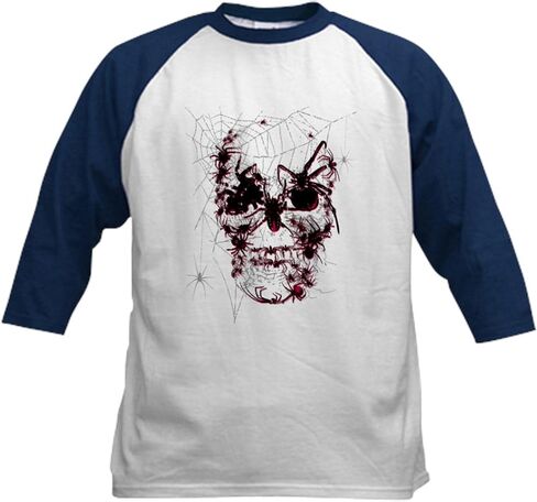 CafePress Cool Abstract Skull Black Spider W Baseball Jersey Kids Cotton Baseball Jersey, 3/4 Raglan Sleeve Shirt in Saudi Arabia