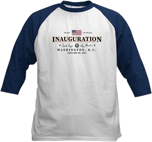 CafePress 1981 Inauguration Day Souvenir Ron Baseball Jersey Kids Cotton Baseball Jersey, 3/4 Raglan Sleeve Shirt in Saudi Arabia