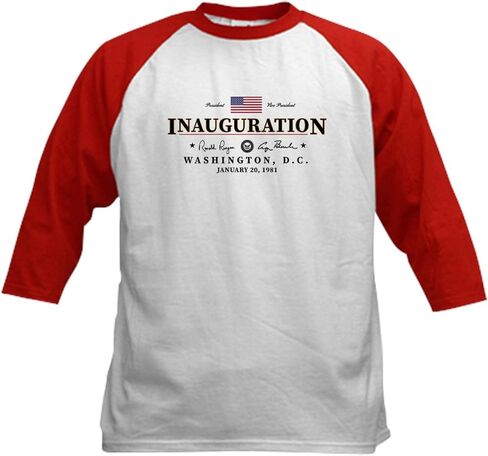 CafePress 1981 Inauguration Day Souvenir Ron Baseball Jersey Kids Cotton Baseball Jersey, 3/4 Raglan Sleeve Shirt in Saudi Arabia