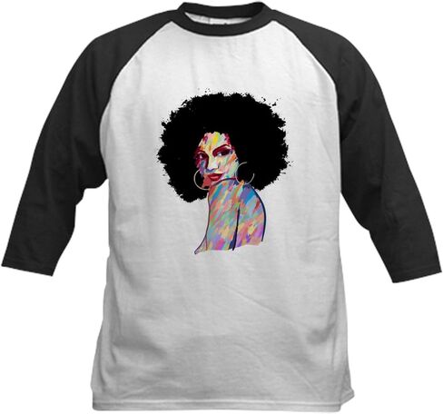 CafePress Artistic Black Woman Hand Painted Baseball Jersey Kids Cotton Baseball Jersey, 3/4 Raglan Sleeve Shirt in Kuwait