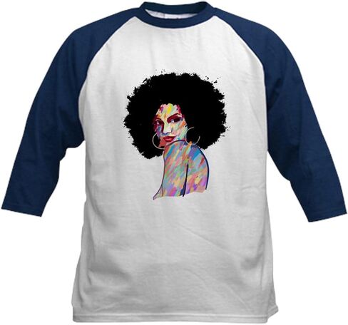 CafePress Artistic Black Woman Hand Painted Baseball Jersey Kids Cotton Baseball Jersey, 3/4 Raglan Sleeve Shirt in Saudi Arabia