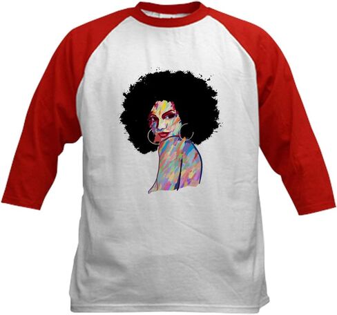CafePress Artistic Black Woman Hand Painted Baseball Jersey Kids Cotton Baseball Jersey, 3/4 Raglan Sleeve Shirt in Kuwait