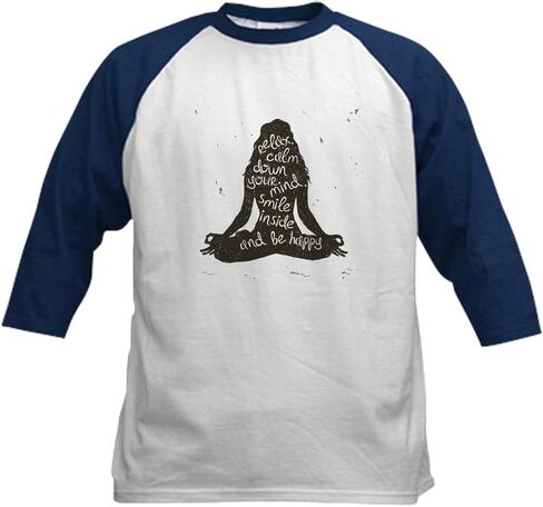 CafePress Cool Yoga Womens Meditating Medita Baseball Jersey Kids Cotton Baseball Jersey, 3/4 Raglan Sleeve Shirt in Saudi Arabia