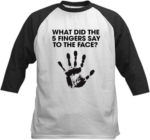 Cafepress 5 أصابع إلى الوجه البيسبول الأسود Jersey Kids Cotton Baseball Jersey ، 3/4 Raglan Sleeve Shirt in Saudi Arabia
