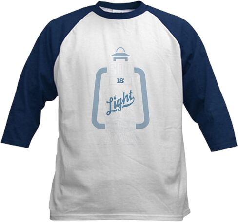 Cafepress 1 يوحنا 1: 5 الله خفيف يسوع كروس البيسبول جيرسي كوتون بيسبول جيرسي ، 3/4 قميص راجلان. in Saudi Arabia