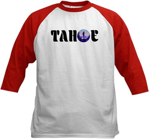 Cafepress Lake Tahoe المشي لمسافات طويلة Desi Baseball Jersey Kids Cotton Baseball Jersey ، 3/4 Raglan Sleeve Shirt in Saudi Arabia