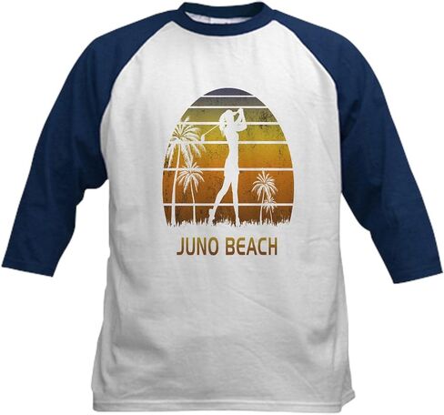 Cafepress Retro Juno Beach Golf Golf Baseball Jersey Kids Cotton Baseball Jersey ، 3/4 Raglan Sleeve Shirt in Saudi Arabia