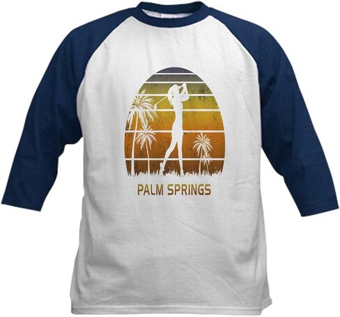 Cafepress Retro Palm Springs Women Gol Baseball Jersey Kids Cotton Baseball Jersey ، 3/4 Raglan Sleeve Shirt in Saudi Arabia