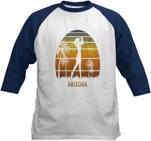Cafepress Retro Arizona Women Golf Gol Baseball Jersey Kids Cotton Baseball Jersey ، 3/4 Raglan Sleeve Shirt in Saudi Arabia