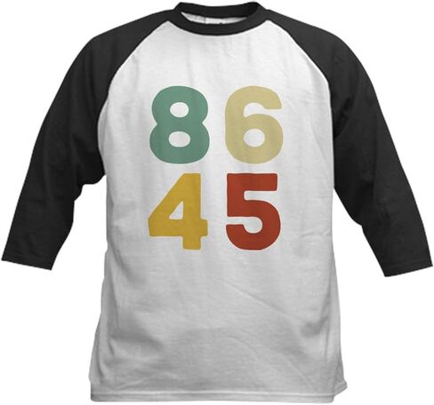 CafePress 86 45 Anti Trump Impeach Dump Dona Baseball Jersey Kids Cotton Baseball Jersey, 3/4 Raglan Sleeve Shirt in Saudi Arabia