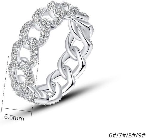 14K Gold Cuban Chain Ring, Pink Moissanite Urban Streetwear Stackable Jewelry for Women in Kuwait