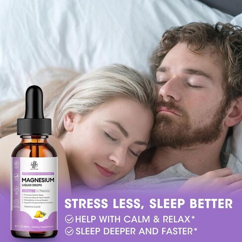 (2 Pack) Magnesium Glycinate Liquid Drop with Citrate, Oxide and Taurate, Calm Magnesium with Omega3, L-Theanine, D3, B6, B12 for Calm, Sleep, Leg Cramps, Muscles, Energy, Sugar-Free Strawberry Flavor in Kuwait