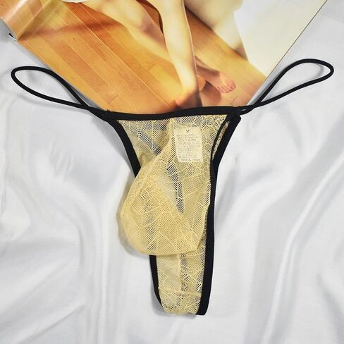 Mens Swim Bottoms Lace See Throught Low Rise Pouch Bikini G-String Underwear Mesh Sexy Comfy Jockstrap Underpanties in Saudi Arabia