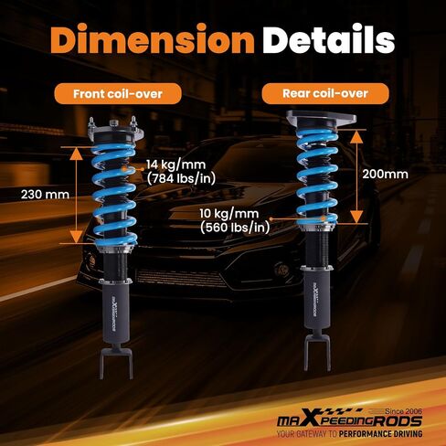 MaxPeedingrods Coilover لـ Audi A8 Quattro 2004-2010 ، 24 مستويات مجموعة تعليقات قابلة للتعديل قابلة للتعديل ، دعامات امتصاص الصدمات القابلة للتعديل في الارتفاع ، T6 ترقية مجموعات الأزرق الأزرق in Kuwait