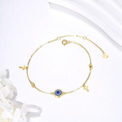 Dovran 14K كرة الذهب/القلب/الشيطان سوار للعين للنساء 14K سوار الذهب الصلبة هدية المجوهرات للنساء in Saudi Arabia