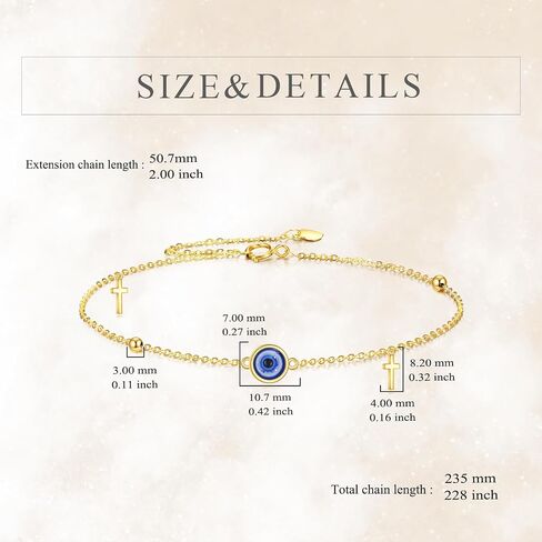 Dovran 14K كرة الذهب/القلب/الشيطان سوار للعين للنساء 14K سوار الذهب الصلبة هدية المجوهرات للنساء in Saudi Arabia