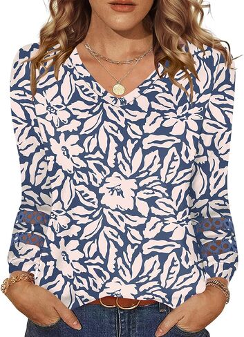 قمصان Rapbin Womens Long Sleeve V Tunic Tups Tops Business Disual Dary Dary in Saudi Arabia